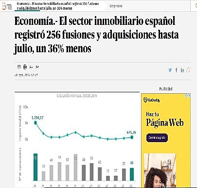 El sector inmobiliario espaol registr 256 fusiones y adquisiciones hasta julio, un 36% menos